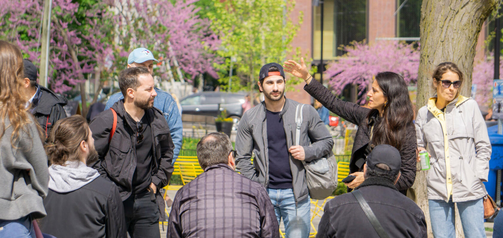 DTAH Senior Associate Elnaz Sanati (right) giving City of Mississauga staff a tour of St. Andrew's Playground Park