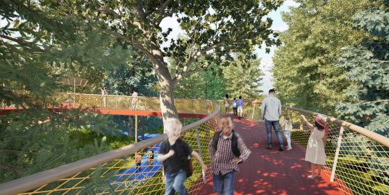 Artist's Rendering of the Tree Top Walk at the Niagara Parks Botanical Gardens Children's Garden